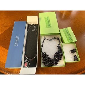 Lia‎ Sophia + Others Women's Vtg Jewelery Lot Necklaces + Earrings Pink Purple